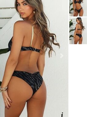 Doll golden zebra 2 piece luxury metallic set glam micro v band bottom nwt